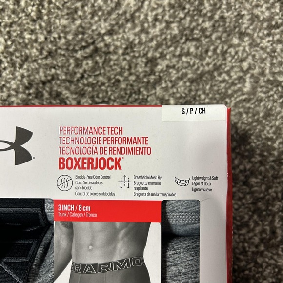 Under Armour Boxer Briefs Mens Small Gray Performance Tech Boxerjock 3 Pack - Picture 2 of 4